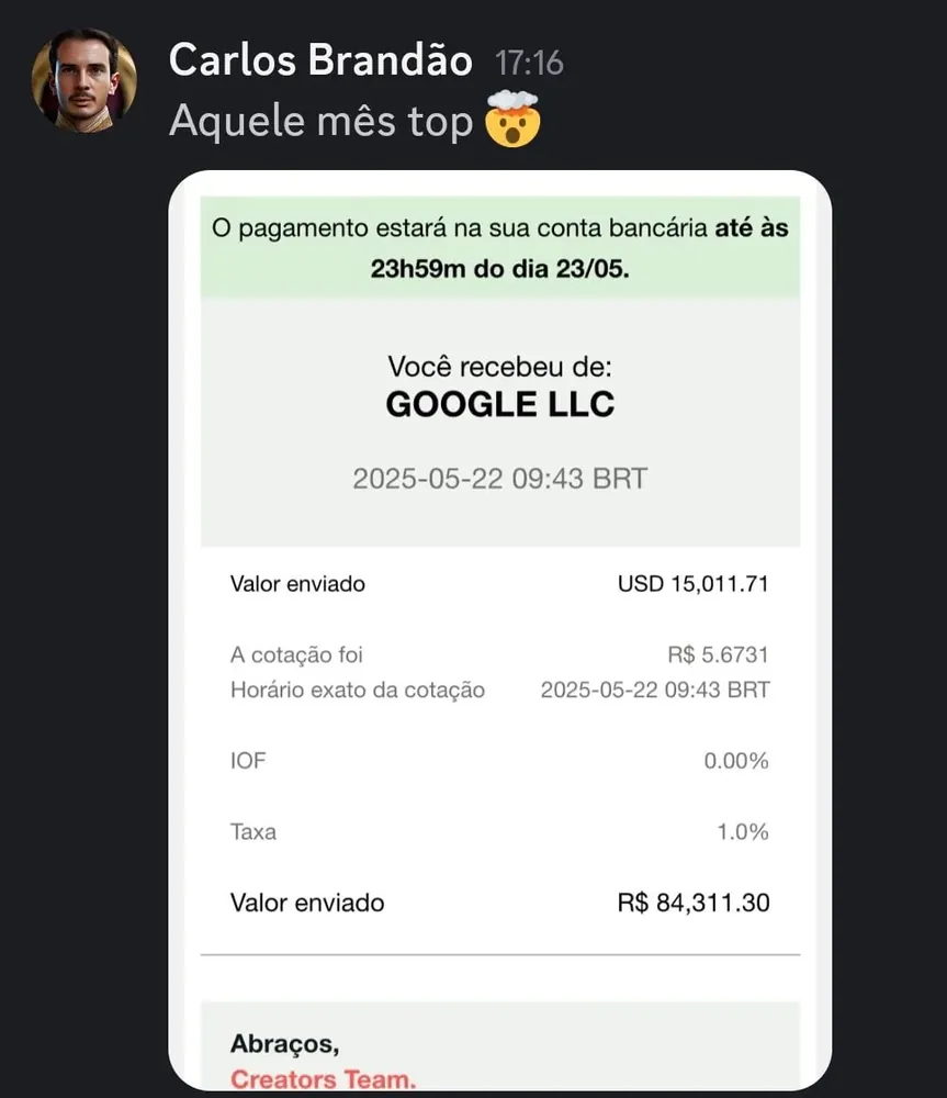 Resultado real de aluno Channels