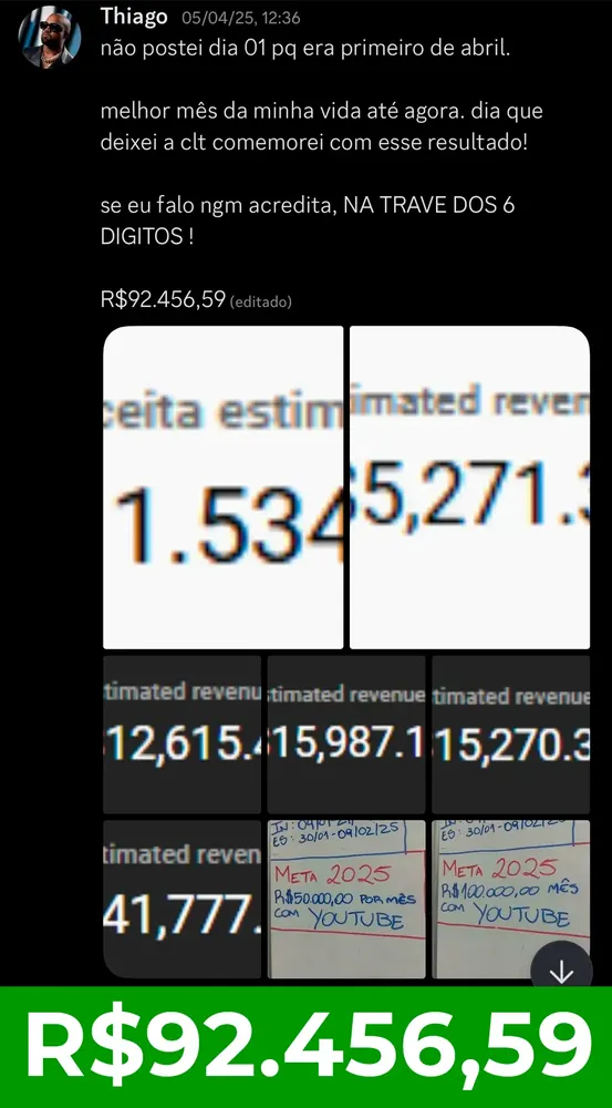 Resultado real de aluno Channels